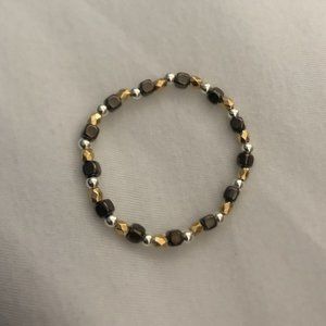 Black Gold and Silver Beaded Bracelet